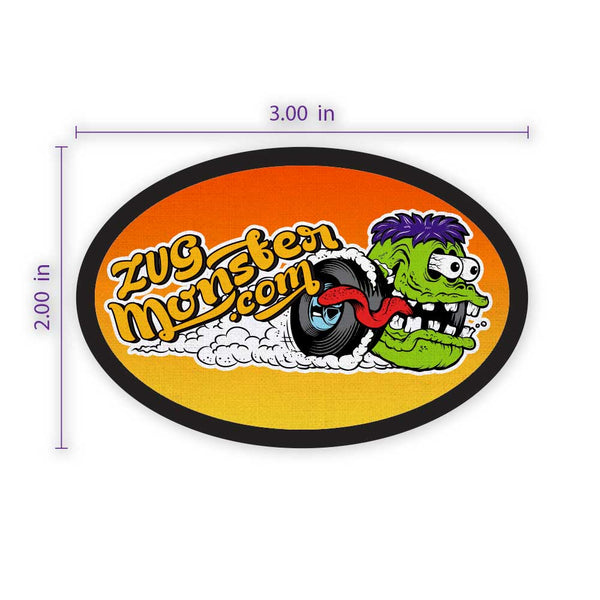 3" x 2" Oval Custom Patch with Adhesive & Black Border.