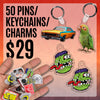 50 Pins ,Keychains OR Charms $29 Deal