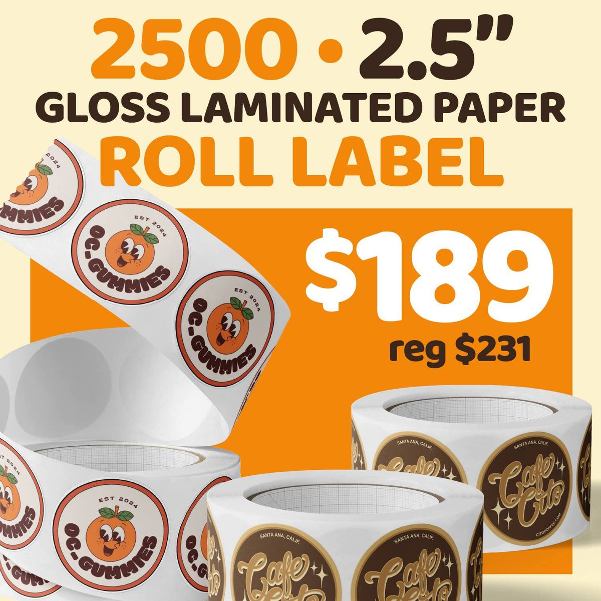 2500 2.5" Paper Roll Label Deal
