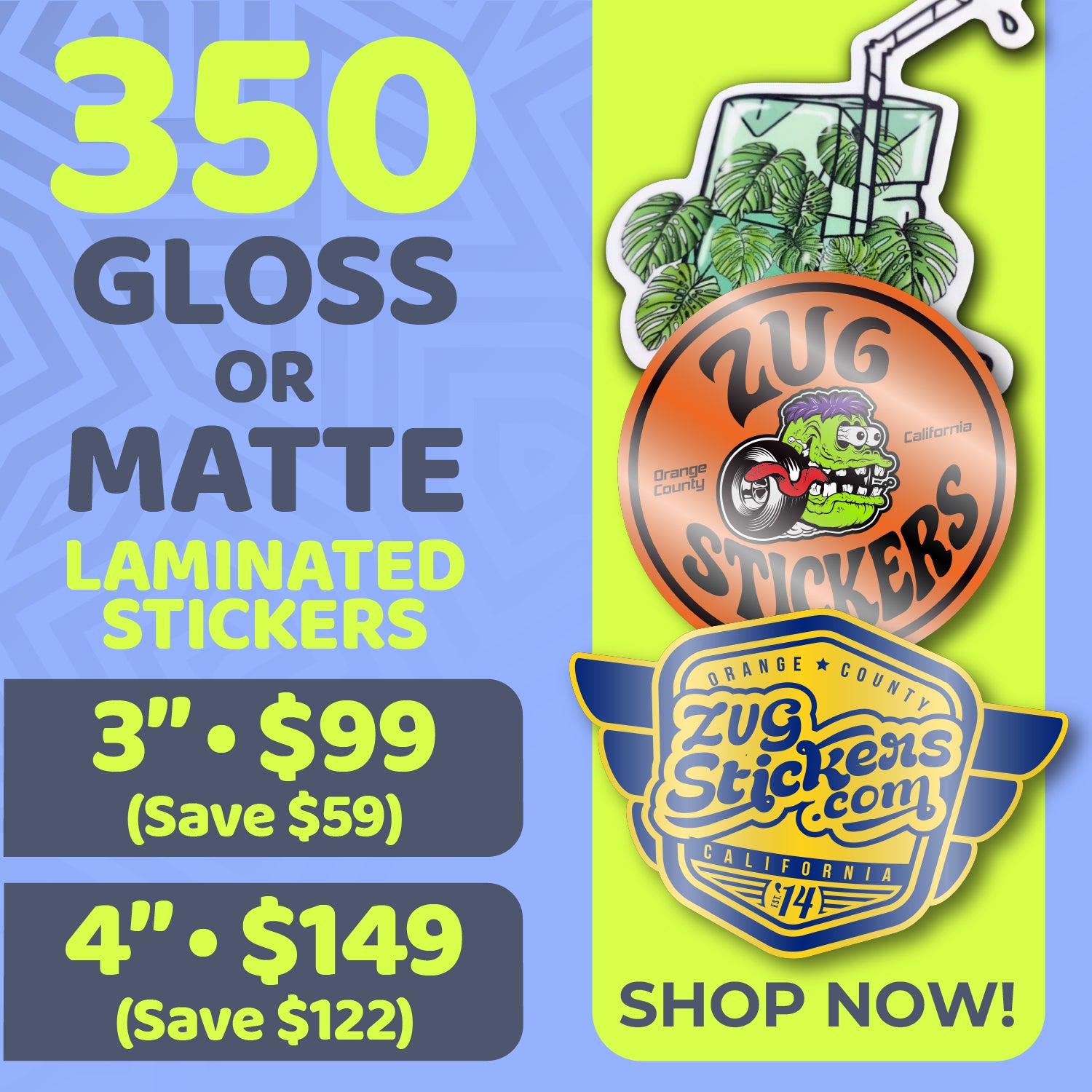 350 3" or 4" Sticker Deal