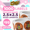 1000 - 2.5" Custom Shape Roll Label Deal