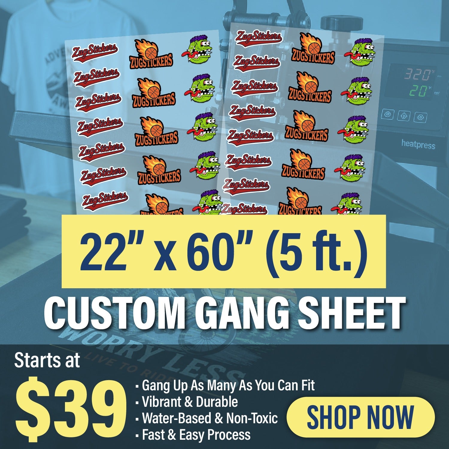GANG SHEET DEAL - 22x60 (5ft)- $39