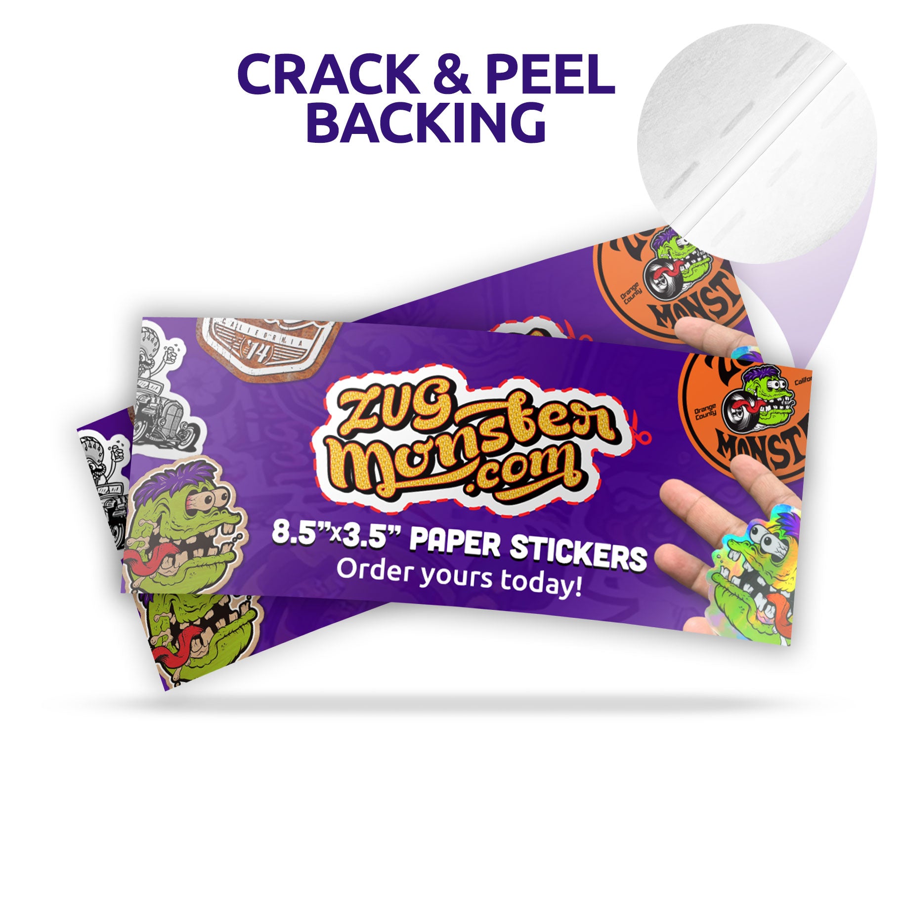 8.5"x3.5" Back Slit Paper Stickers