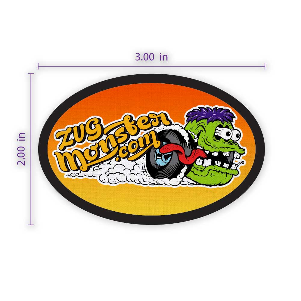 3 x 2 Oval Custom Patch with Adhesive & Black Border – ZUG MONSTER