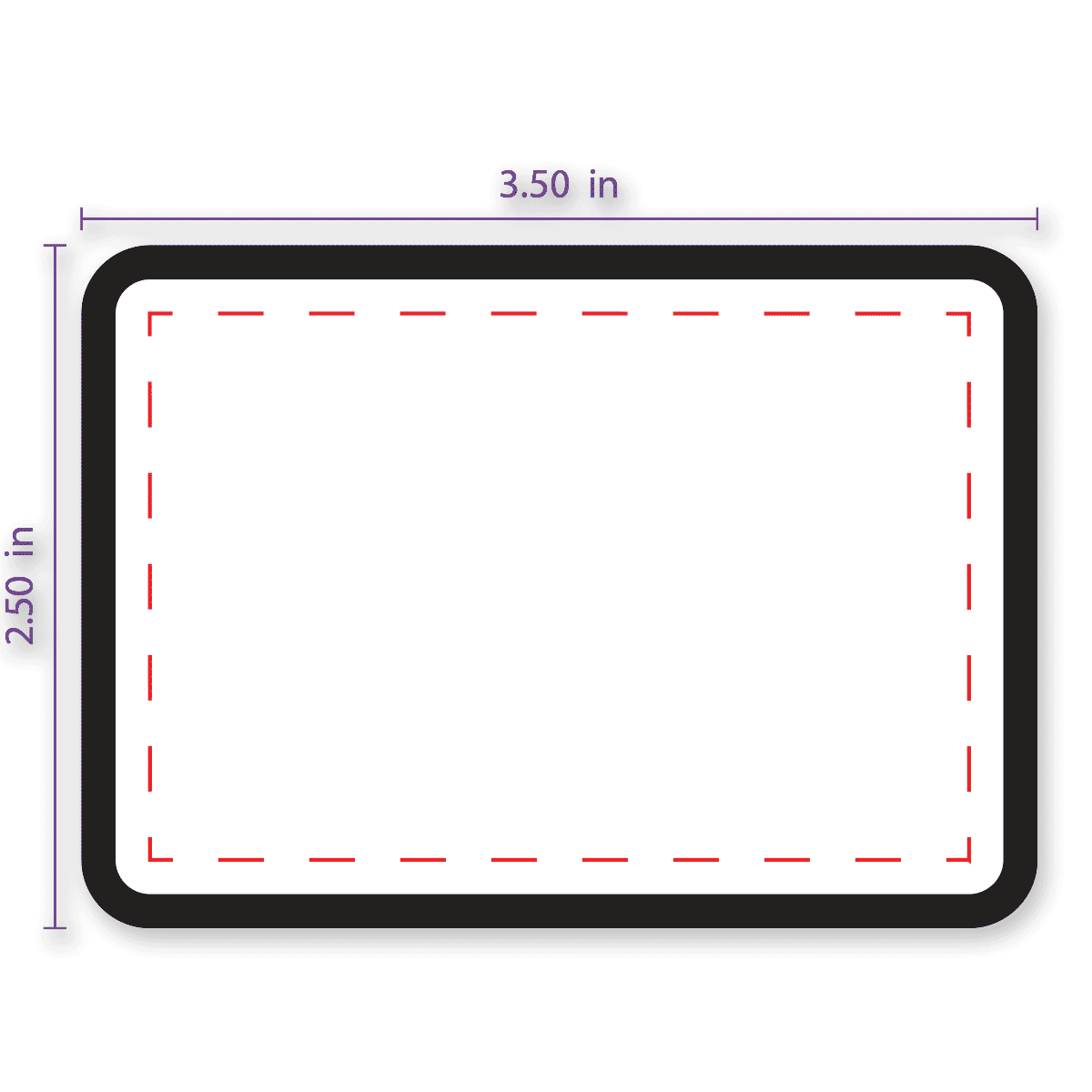 3.5" x 2.5" Rectangular Custom Patch with Adhesive and Black Border.