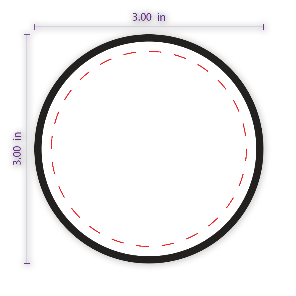 3in. Round Custom Patch with Adhesive and Black Border.