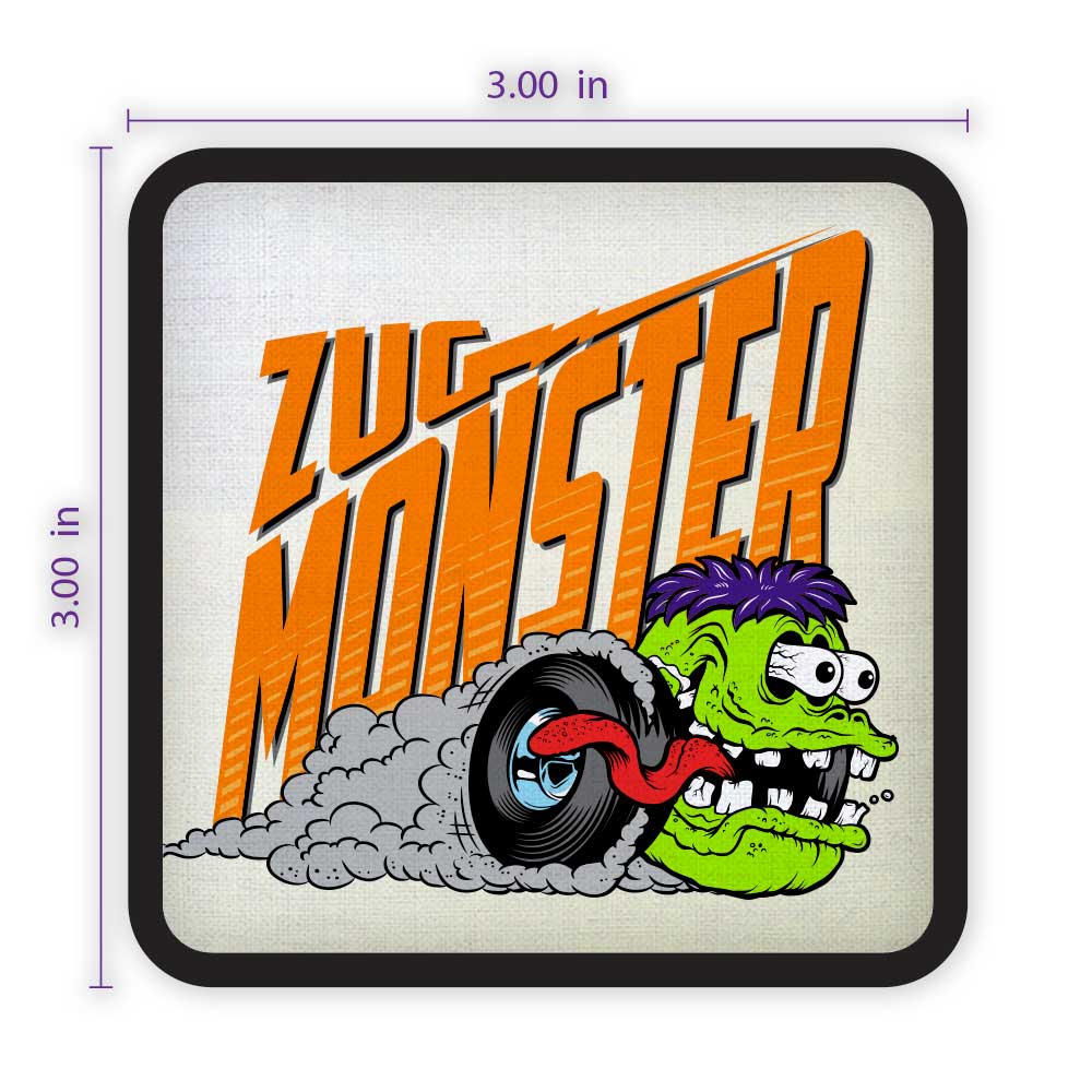 3 x 3 Square Custom Patch with Adhesive and Black Border – ZUG MONSTER