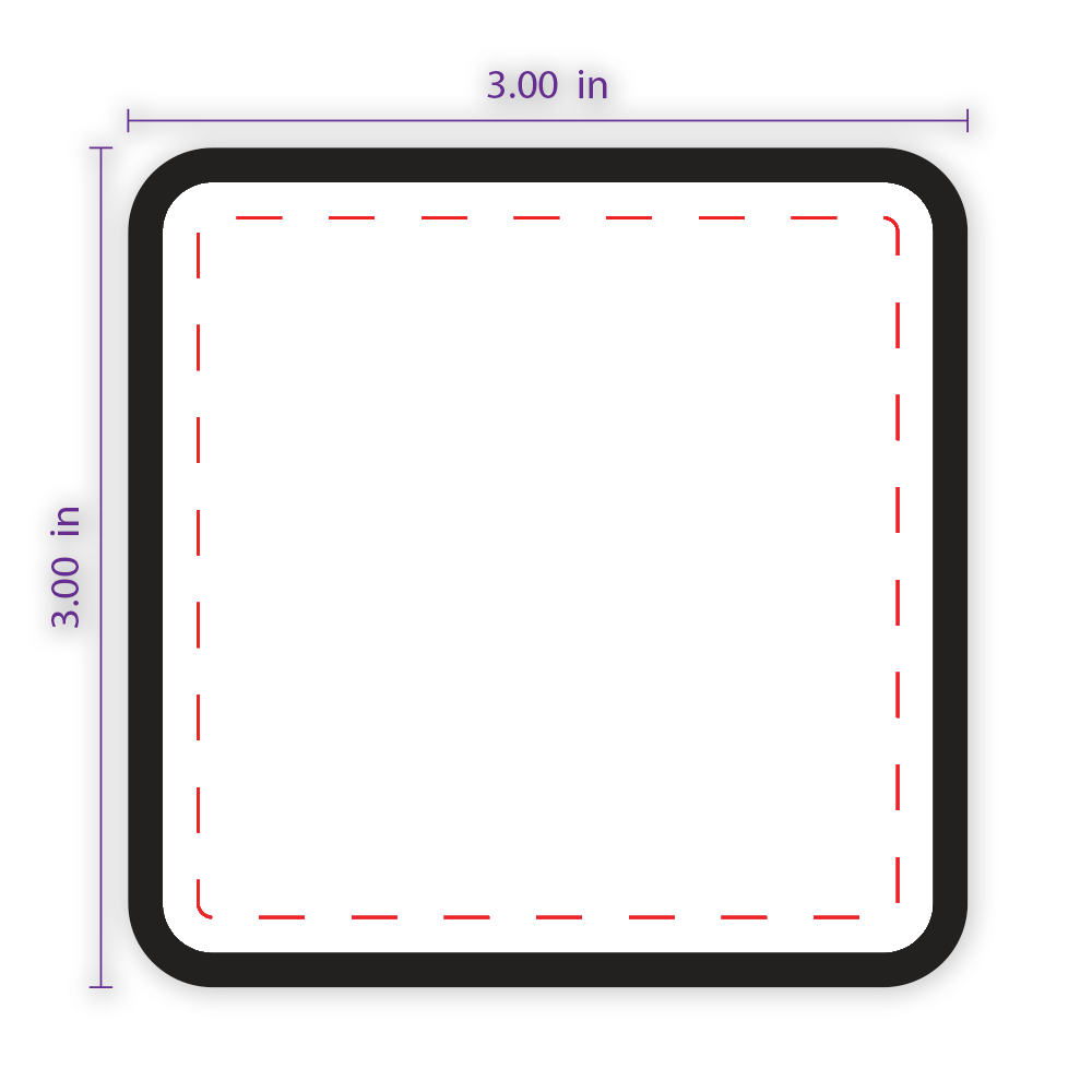 3" x 3" Square Custom Patch with Adhesive and Black Border.